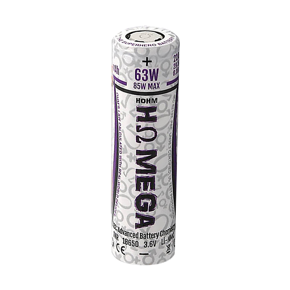 Hohm MEGA 18650 2500mAh 22A Battery Front View