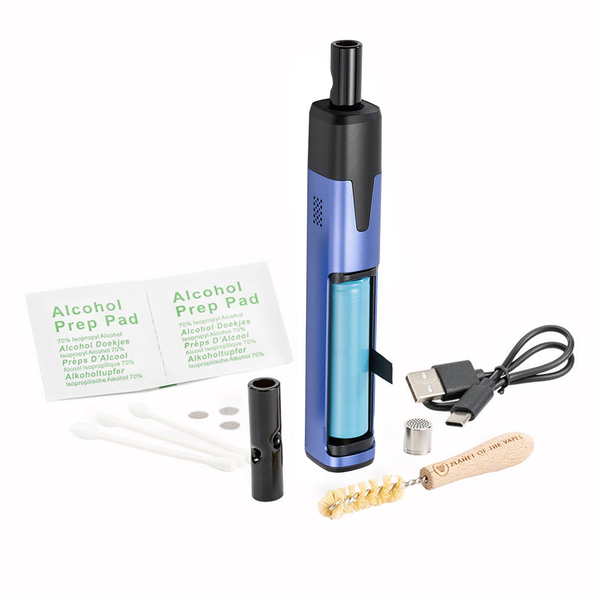 POTV XMAX V3 Pro Vaporizer in the Box Content with battery lid open view