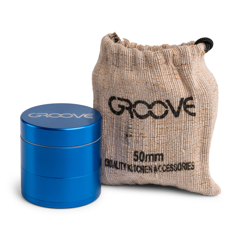 Groove 4 Piece CNC Grinder/Sifter Blue with Bag