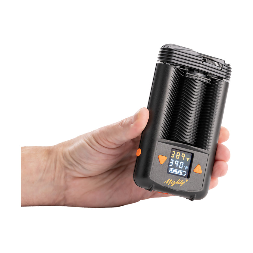 Mighty Plus Vaporizer by Storz and Bickel in hand