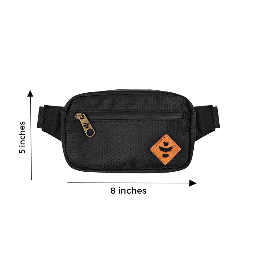 Revelry The Companion Smell Proof Crossbody Bag Black Front View Measure
