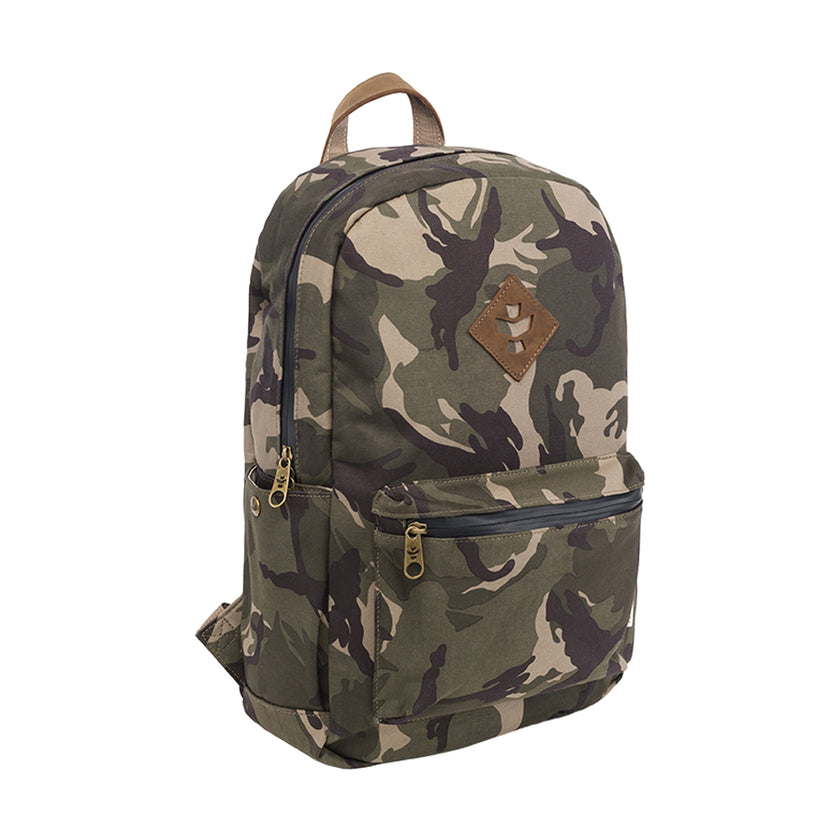 Revelry The Escort Smell Proof Backpack Camo Brown Front View
