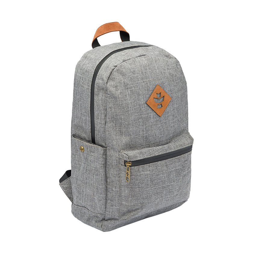 Revelry The Escort Smell Proof Backpack Crosshatch Grey Front View