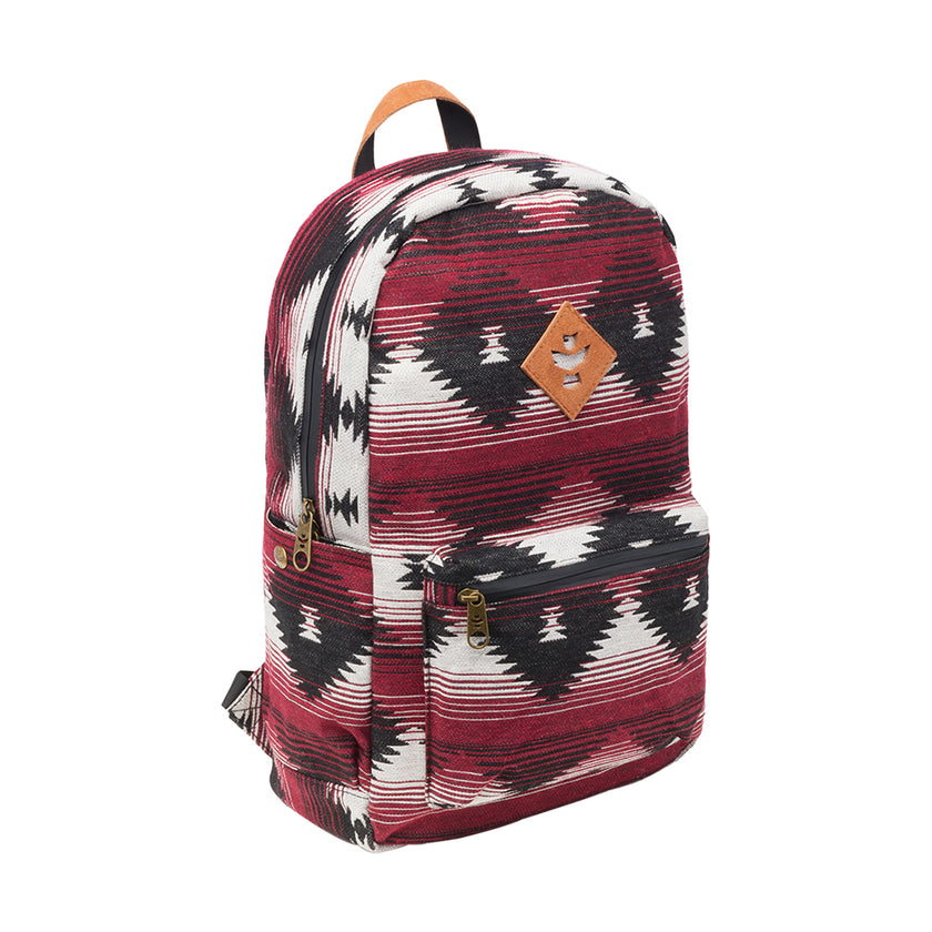 Revelry The Escort Smell Proof Backpack Maroon Pattern Front View