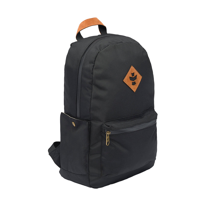 Revelry The Escort Smell Proof Backpack Black Front View Spec
