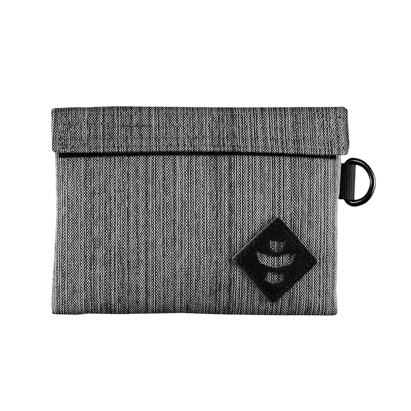 Revelry The mini Confidant Smell Proof Small Stash Bag Striped Dark Grey Front View